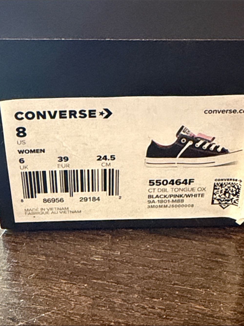 Converse Women's Black & Pink, Pink Plaid Low Top Sneakers BNWB Sz 8 - Picture 7 of 7